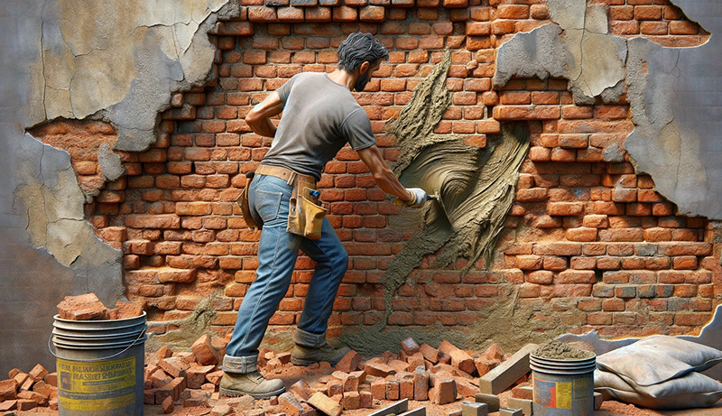 flaking brick repair